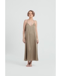 Cora Lose Long Slip Dress Olive