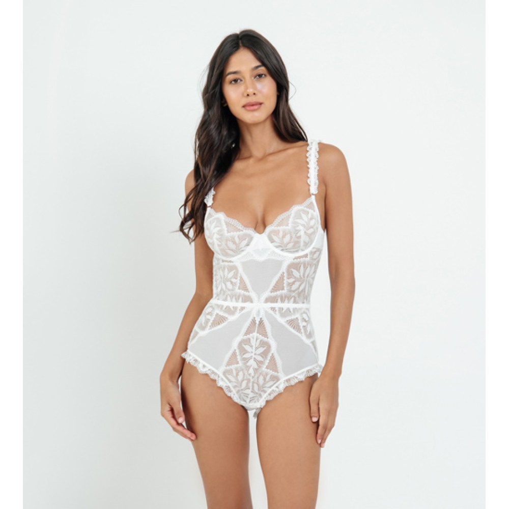 Jual X Selly Wilson Onyx Bodysuit White Raquellingerie